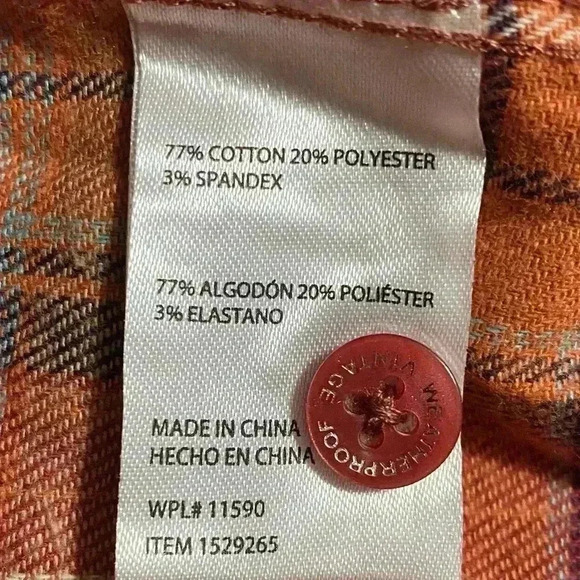 Weatherproof Vintage Long Sleeve Flannel Shirt XL Orange Pumpkin Patch Fall NWT - Picture 6 of 7